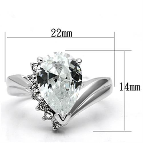 3W292 - Rhodium Brass Ring with AAA Grade CZ in Clear-1