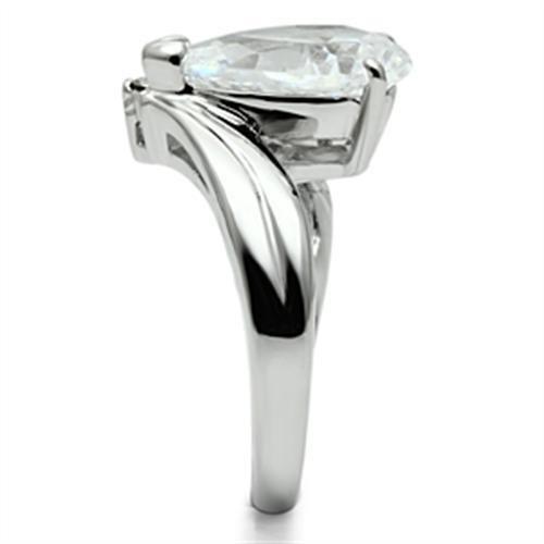 3W292 - Rhodium Brass Ring with AAA Grade CZ in Clear-4