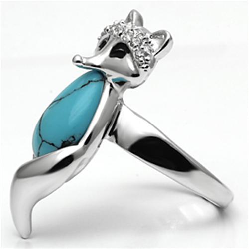3W295 - Rhodium Brass Ring with Synthetic Turquoise in Sea Blue-3