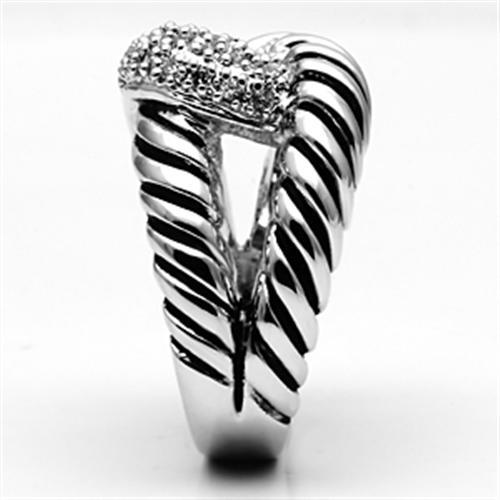 3W298 - Rhodium Brass Ring with AAA Grade CZ in Clear-3