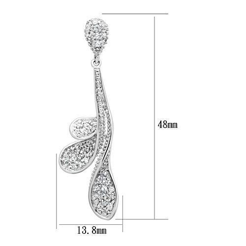 3W299 - Rhodium Brass Earrings with AAA Grade CZ in Clear-1