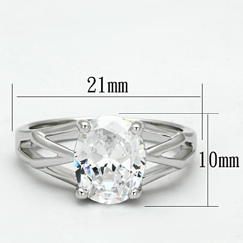 3W308 - Rhodium Brass Ring with AAA Grade CZ in Clear-1