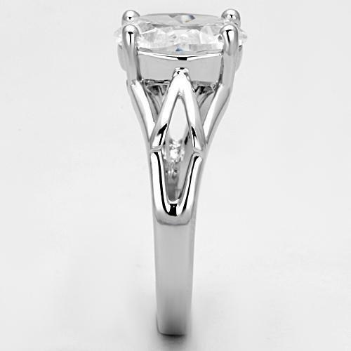 3W308 - Rhodium Brass Ring with AAA Grade CZ in Clear-3