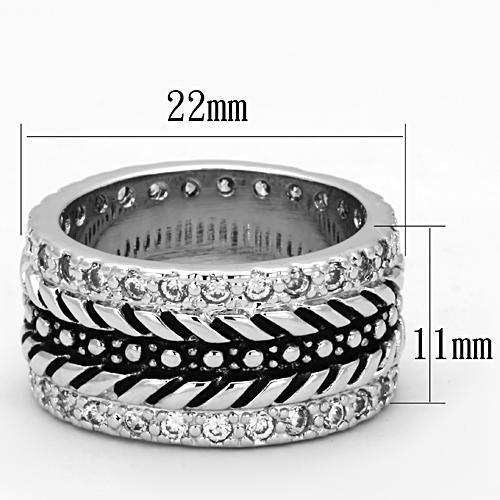 3w315 - Rhodium Brass Ring with AAA Grade CZ in Clear-1
