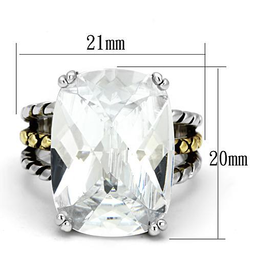 3w316 - Reverse Two-Tone Brass Ring with AAA Grade CZ in Clear-1