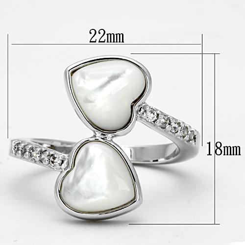 3w317 - Rhodium Brass Ring with Precious Stone Conch in White-1