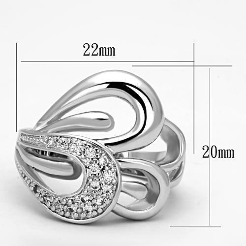 3W325 - Rhodium Brass Ring with AAA Grade CZ in Clear-1