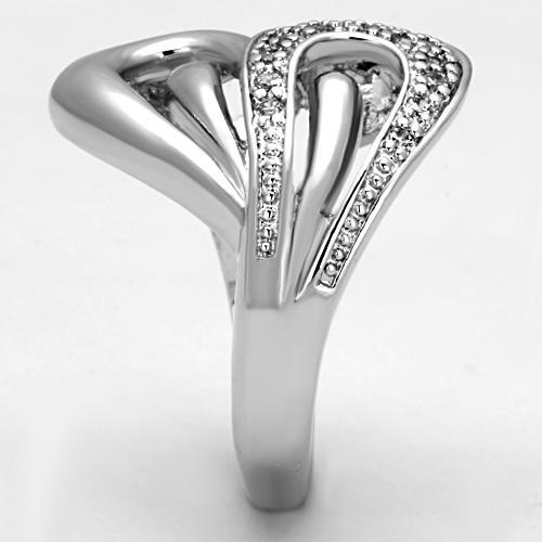 3W325 - Rhodium Brass Ring with AAA Grade CZ in Clear-3