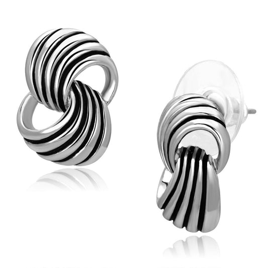 3W343 - Rhodium Brass Earrings with Epoxy in Jet-0