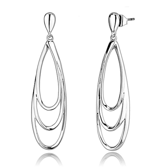 3W349 - Rhodium Brass Earrings with No Stone-0