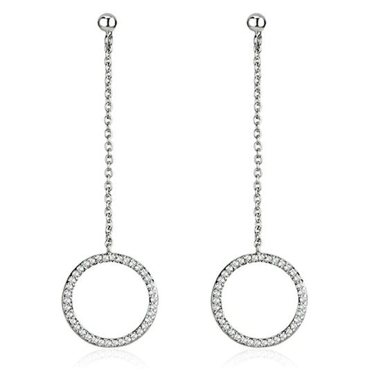 3W364 - Rhodium Brass Earrings with AAA Grade CZ in Clear-0