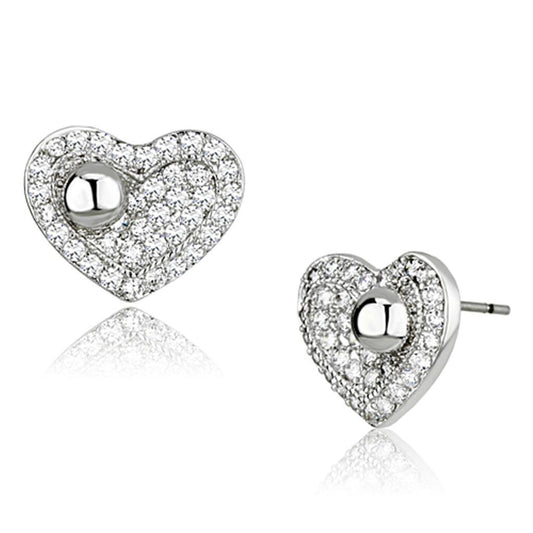 3W374 - Rhodium Brass Earrings with AAA Grade CZ in Clear-0