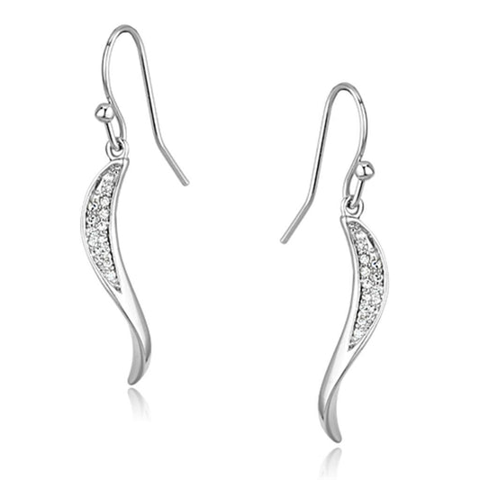 3W377 - Rhodium Brass Earrings with AAA Grade CZ in Clear-0