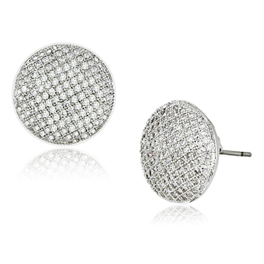 3W388 - Rhodium Brass Earrings with AAA Grade CZ in Clear-0