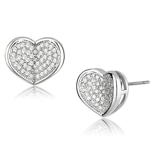 3W389 - Rhodium Brass Earrings with AAA Grade CZ in Clear-0