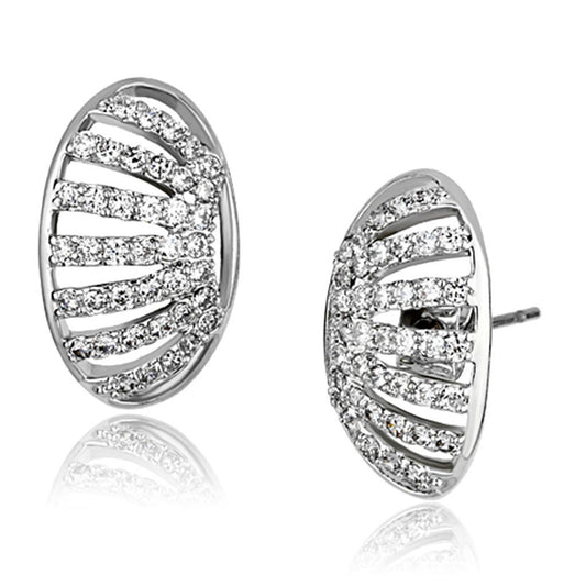 3W393 - Rhodium Brass Earrings with AAA Grade CZ in Clear-0