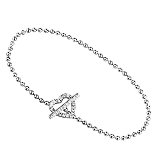 3W404 - Rhodium Brass Bracelet with AAA Grade CZ in Clear-0