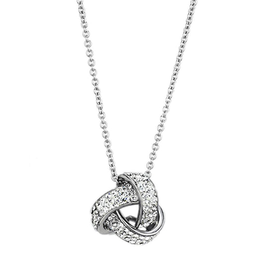 3W408 - Rhodium Brass Necklace with Top Grade Crystal in Clear-0