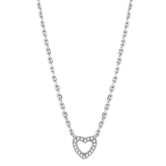 3W413 - Rhodium Brass Necklace with AAA Grade CZ in Clear-0