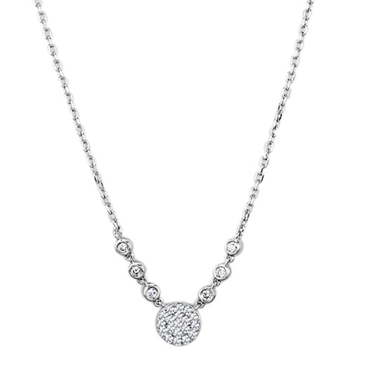3W417 - Rhodium Brass Necklace with AAA Grade CZ in Clear-0
