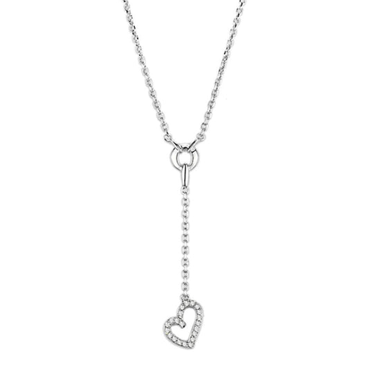 3W425 - Rhodium Brass Necklace with AAA Grade CZ in Clear-0