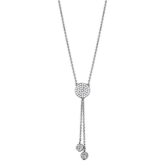 3W429 - Rhodium Brass Necklace with AAA Grade CZ in Clear-0
