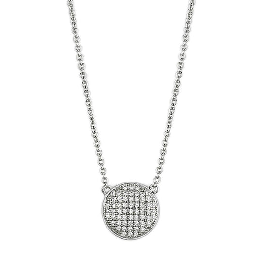 3W437 - Rhodium Brass Necklace with AAA Grade CZ in Clear-0