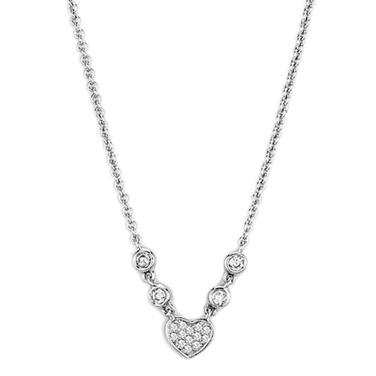 3W449 - Rhodium Brass Necklace with AAA Grade CZ in Clear-0