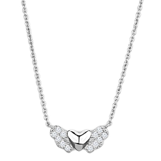3W451 - Rhodium Brass Necklace with AAA Grade CZ in Clear-0