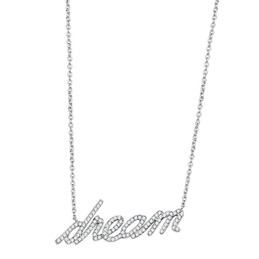 3W455 - Rhodium Brass Necklace with AAA Grade CZ in Clear-0
