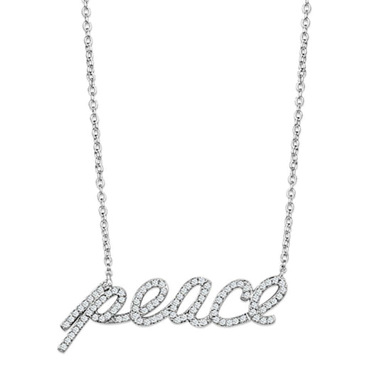 3W457 - Rhodium Brass Necklace with AAA Grade CZ in Clear-0