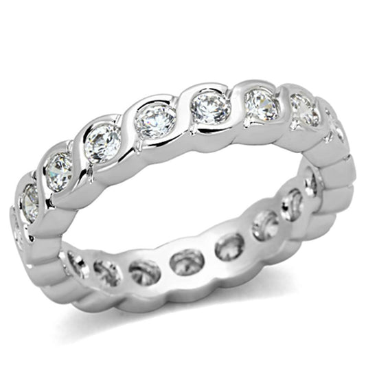 3W462 - Rhodium Brass Ring with AAA Grade CZ in Clear-0