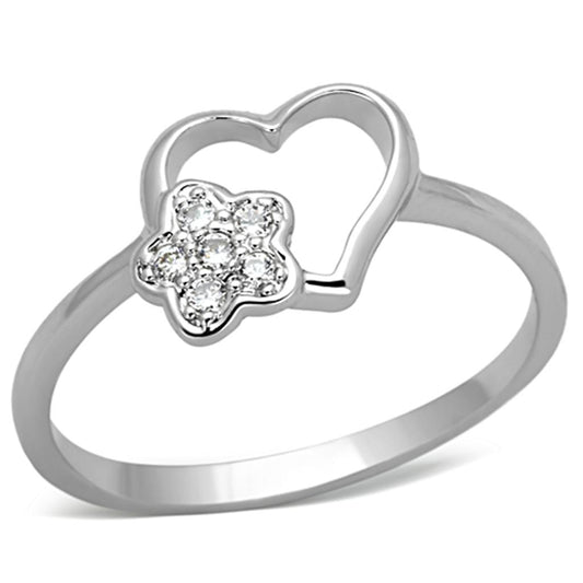 3W472 - Rhodium Brass Ring with AAA Grade CZ in Clear-0