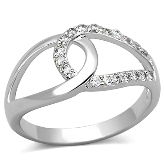 3W474 - Rhodium Brass Ring with AAA Grade CZ in Clear-0