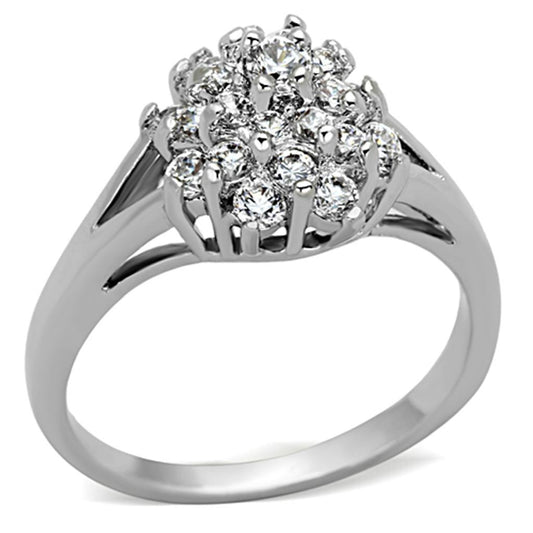 3W479 - Rhodium Brass Ring with AAA Grade CZ in Clear-0