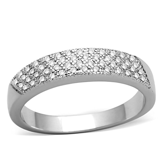 3W482 - Rhodium Brass Ring with AAA Grade CZ in Clear-0