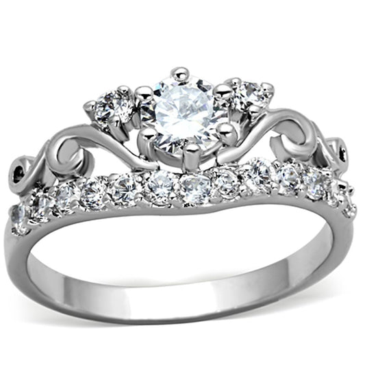 3W483 - Rhodium Brass Ring with Top Grade Crystal in Clear-0
