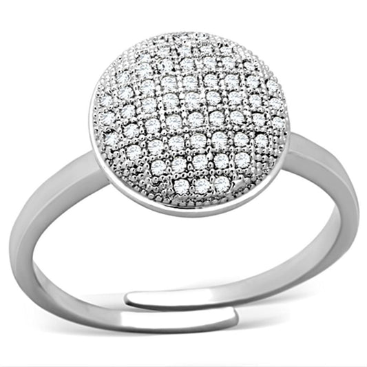 3W502 - Rhodium Brass Ring with AAA Grade CZ in Clear-0