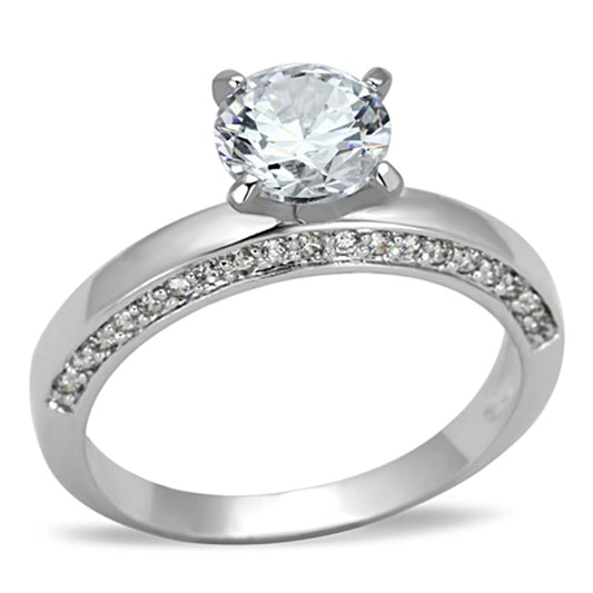 3W504 - Rhodium Brass Ring with AAA Grade CZ in Clear-0