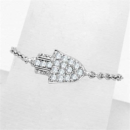 3W515 - Rhodium Brass Ring with AAA Grade CZ in Clear-0