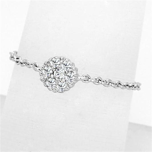 3W516 - Rhodium Brass Ring with AAA Grade CZ in Clear-0