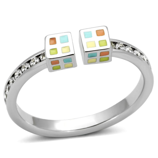 3W525 - Rhodium Brass Ring with AAA Grade CZ in Clear-0