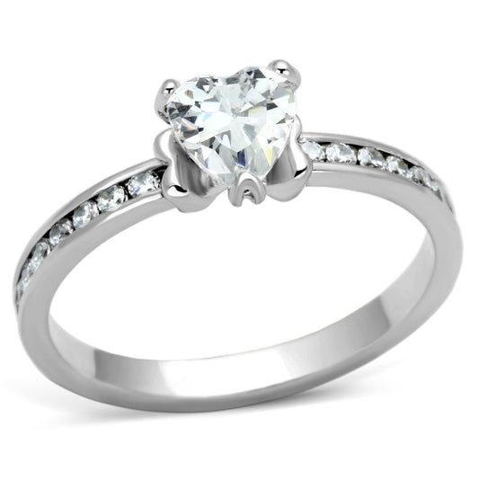 3W527 - Rhodium Brass Ring with AAA Grade CZ in Clear-0