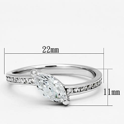 3W528 - Rhodium Brass Ring with AAA Grade CZ in Clear-1
