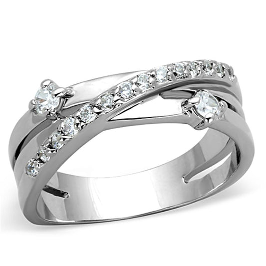 3W565 - Rhodium Brass Ring with AAA Grade CZ in Clear-0