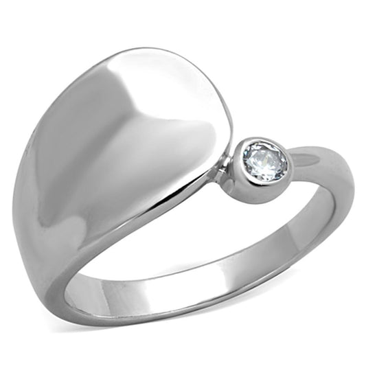 3W566 - Rhodium Brass Ring with AAA Grade CZ in Clear-0