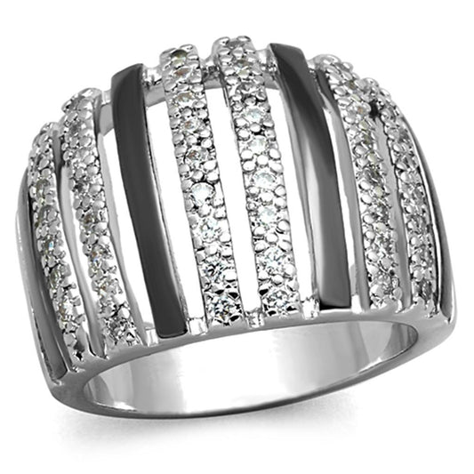 3W567 - Rhodium + Ruthenium Brass Ring with AAA Grade CZ in Clear-0