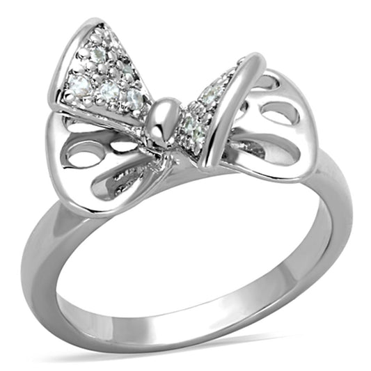 3W570 - Rhodium Brass Ring with AAA Grade CZ in Clear-0