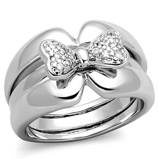 3W571 - Rhodium Brass Ring with AAA Grade CZ in Clear-0