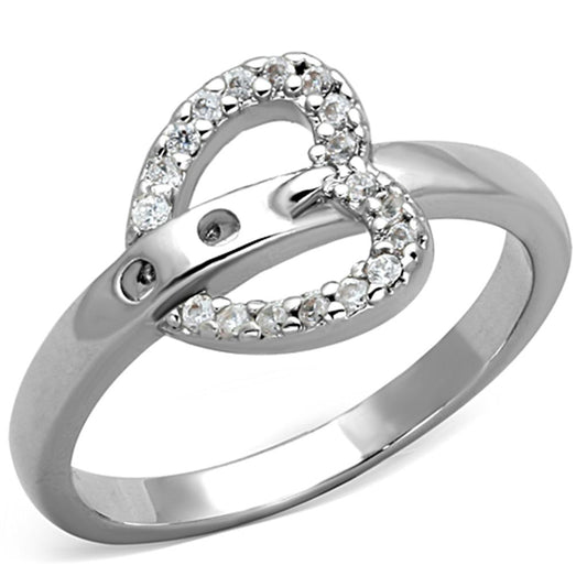 3W573 - Rhodium Brass Ring with AAA Grade CZ in Clear-0